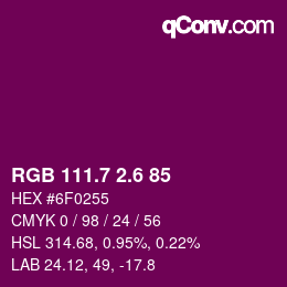 カラーコード: RGB 111.7 2.6 85 | qconv.com