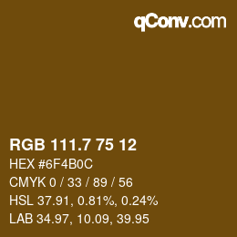 カラーコード: RGB 111.7 75 12 | qconv.com
