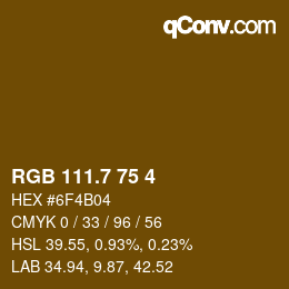 カラーコード: RGB 111.7 75 4 | qconv.com