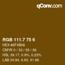 カラーコード: RGB 111.7 75 6 | qconv.com