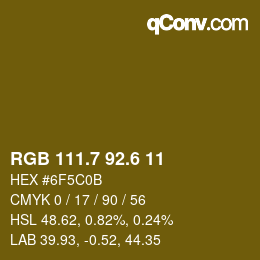 カラーコード: RGB 111.7 92.6 11 | qconv.com