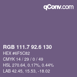 カラーコード: RGB 111.7 92.6 130 | qconv.com