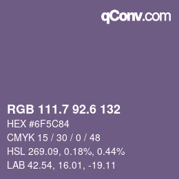 カラーコード: RGB 111.7 92.6 132 | qconv.com