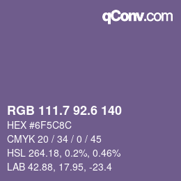 カラーコード: RGB 111.7 92.6 140 | qconv.com
