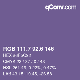 カラーコード: RGB 111.7 92.6 146 | qconv.com