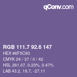 カラーコード: RGB 111.7 92.6 147 | qconv.com