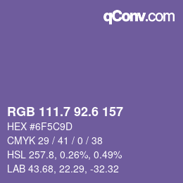 カラーコード: RGB 111.7 92.6 157 | qconv.com