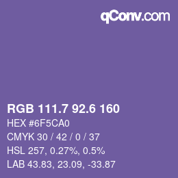 カラーコード: RGB 111.7 92.6 160 | qconv.com