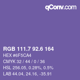 カラーコード: RGB 111.7 92.6 164 | qconv.com