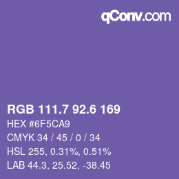 カラーコード: RGB 111.7 92.6 169 | qconv.com