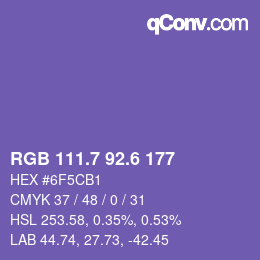 カラーコード: RGB 111.7 92.6 177 | qconv.com