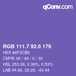 カラーコード: RGB 111.7 92.6 179 | qconv.com
