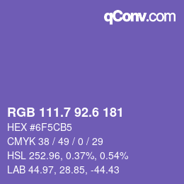 カラーコード: RGB 111.7 92.6 181 | qconv.com