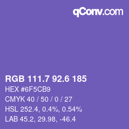 カラーコード: RGB 111.7 92.6 185 | qconv.com
