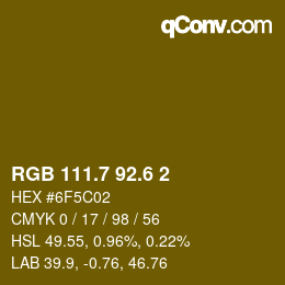 カラーコード: RGB 111.7 92.6 2 | qconv.com