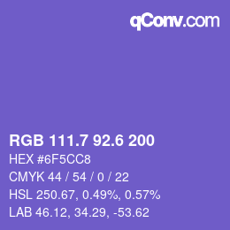 カラーコード: RGB 111.7 92.6 200 | qconv.com