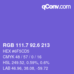 カラーコード: RGB 111.7 92.6 213 | qconv.com