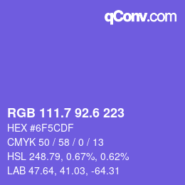 カラーコード: RGB 111.7 92.6 223 | qconv.com