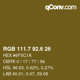 カラーコード: RGB 111.7 92.6 26 | qconv.com