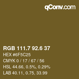 カラーコード: RGB 111.7 92.6 37 | qconv.com