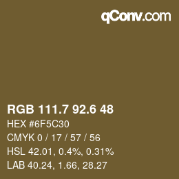 カラーコード: RGB 111.7 92.6 48 | qconv.com