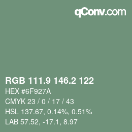 Color code: RGB 111.9 146.2 122 | qconv.com