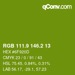 カラーコード: RGB 111.9 146.2 13 | qconv.com