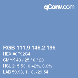 Color code: RGB 111.9 146.2 196 | qconv.com