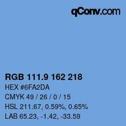 カラーコード: RGB 111.9 162 218 | qconv.com