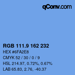 カラーコード: RGB 111.9 162 232 | qconv.com
