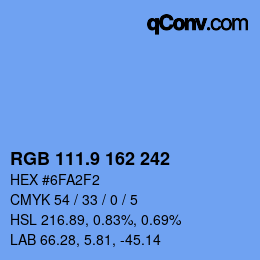 カラーコード: RGB 111.9 162 242 | qconv.com
