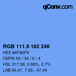 カラーコード: RGB 111.9 162 246 | qconv.com