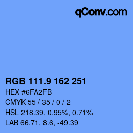 カラーコード: RGB 111.9 162 251 | qconv.com