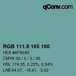 カラーコード: RGB 111.9 165 160 | qconv.com
