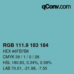 カラーコード: RGB 111.9 183 184 | qconv.com