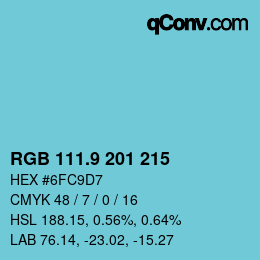 カラーコード: RGB 111.9 201 215 | qconv.com