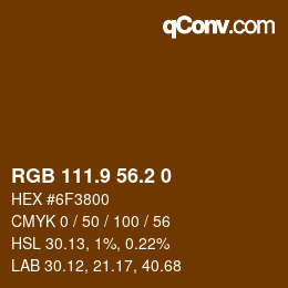 Color code: RGB 111.9 56.2 0 | qconv.com