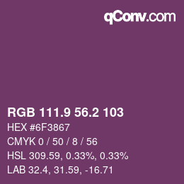 Color code: RGB 111.9 56.2 103 | qconv.com