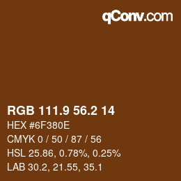 Color code: RGB 111.9 56.2 14 | qconv.com