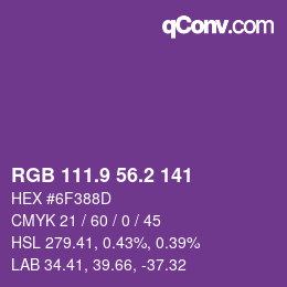 カラーコード: RGB 111.9 56.2 141 | qconv.com