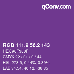 カラーコード: RGB 111.9 56.2 143 | qconv.com