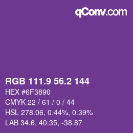 カラーコード: RGB 111.9 56.2 144 | qconv.com