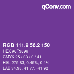 カラーコード: RGB 111.9 56.2 150 | qconv.com
