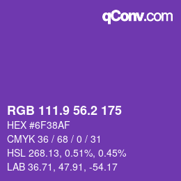カラーコード: RGB 111.9 56.2 175 | qconv.com