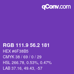 カラーコード: RGB 111.9 56.2 181 | qconv.com