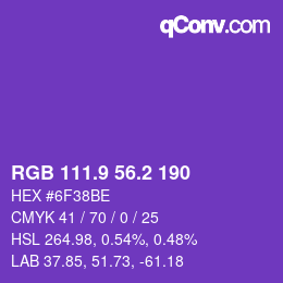 カラーコード: RGB 111.9 56.2 190 | qconv.com