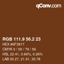 Color code: RGB 111.9 56.2 23 | qconv.com