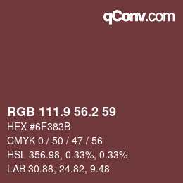 Color code: RGB 111.9 56.2 59 | qconv.com