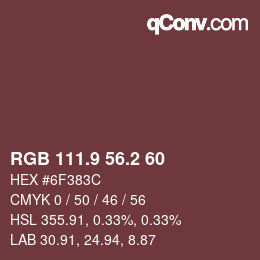 カラーコード: RGB 111.9 56.2 60 | qconv.com