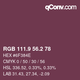 Color code: RGB 111.9 56.2 78 | qconv.com
